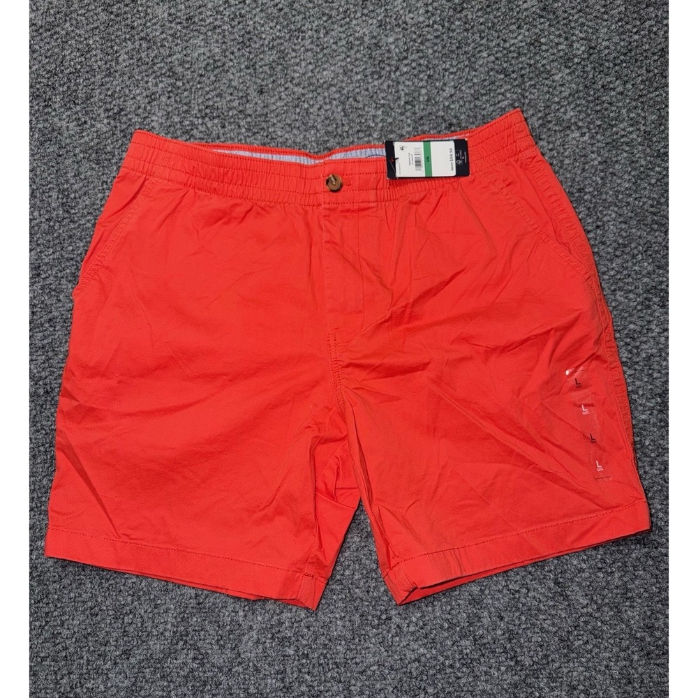 Tommy Hilfiger Chino Shorts Red Cotton Elastic Waist Button Stretch Men's Size L